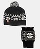 BHARATASYA  Self Design & Pom Pom Detailed Cap & Gloves - Black