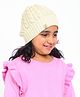 BHARATASY Solid Self Design Beanie Cap - Cream