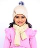 BHARATASYA Self Designed Winter Bobble Cap & Muffler Set - Cream