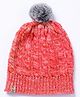 BHARATASYA Cable Designed Winter Wear Bobble Cap - Red