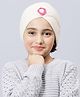 BHARATASYA Flower Detailed Woolen Knitted Turban Skull Cap - Off White- Circumeference - 30 Cms