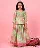 READIPRINT Three Fourth Sleeves Striped Designed & Gota Lace Embellished Lehenga Choli - Green