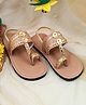 The Madras Trunk Unisex Lace Embellished  Kolhapuri Sandals - Tan