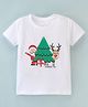 ORRIGANY Cotton Elastane Half Sleeves Christmas Theme Printed Top - White