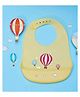 Yellow Bee Silicone Hot Air Balloon Print Bib with Crumb Catcher and Adjustable Closure for Boys and Girls  Yellow