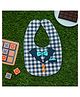 Yellow Bee Cotton Checks with Collar and Bow Pattern Reversible Bib with Double Closure and Button for Boys - Dark Blue