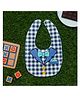 Yellow Bee Cotton Checks with Collar and Bow Print Reversible Bib with Double  Closure and Button - Blue