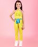 Lil' Drama Sleeveless Satin 3D Rose Detailed Yoke Halter Neck Top With Pant  - Yellow