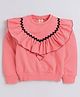 Aww Hunnie Full Sleeves Frill  & Lace Detailed Autumn & Winter Wear Sweatshirt - Peach