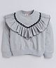 Aww Hunnie Full Sleeves Frill  & Lace Detailed Autumn & Winter Wear Sweatshirt - Grey