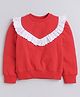 Aww Huunie  Full Sleeves Frill Neckline Lace Embellished Autumn & Winter Wear Sweatshirt - Red