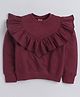 Aww Hunnie Full Sleeves Frill Detailed Autumn & Winter Wear Sweatshirt - Maroon