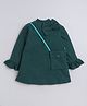 Aww Hunnie Full Bell Sleeves Bow Detailed Autumn & Winter Wear Dress With Sling Bag - Green