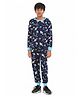 Ninos Dreams Full Sleeves  Space Theme Printed Tee With Coordinating Pajama Set - Blue