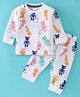 Grab It Sinker Full Sleeves Night Suit Teddy Print - White