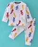 Grab It Sinker Full Sleeves Night Suit Teddy Print - White