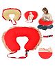 Get It 100% Cotton Extra Large Breast feeding Recron Pillow Removable Cover with Zip Buckle Adjust Nursing - Red Beige