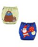 Butterthief Santa & Bear Printed Reusable & Washable Cloth Diapers with insert For New Born Baby (2 Diapers + 2 Organic Cotton Absorber)
