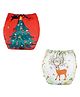 Butterthief Deer & Tree Printed Reusable & Washable Cloth Diapers with insert For New Born Baby (2 Diapers + 2 Organic Cotton Absorber)