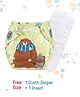Butterthief Bear Printed Washable & Reusable Cloth Diaper for New Born Baby 0-24 Months  (1 Diaper + 1 Organic Cotton Absorber)