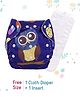 Butterthief Owl Printed Washable & Reusable Cloth Diaper for New Born Baby 0-24 Months  (1 Diaper + 1 Organic Cotton Absorber)