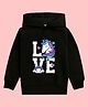 NUSYL Full Sleeves Love Unicorn Printed Hooded Sweatshirt - Black