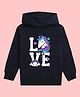 NUSYL Full Sleeves Love Unicorn Printed Hooded Sweatshirt - Navy Blue