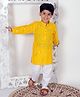 Superminis Full Sleeves Chevron Designed Thread Work Embroidered & Mirror Wok Embellished Kurta & Pyjama Set - Yellow