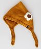 Woonie Floral Embellished Handmade Cap - Brown-  Diameter43 Cms