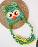 Woonie Bird Eyes Detailed & Striped Crochet Cap - Green-  Diameter28 Cms