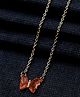Daizy Butterfly & Stones Embellished Chain - Golden & Orange
