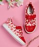 Tiny Bugs Girls Floral Printed Velcro Closure Sneakers - Red