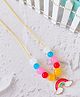 Little Tresses  Pearl & Rainbow Pendant Embellished Necklace - Red & Yellow