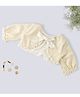 Soleilclo Full Sleeves Ruffle Hem Detailed & Hand Embroidered Woolen Bolero Jacket - Ivory