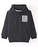 Doreme Fleece Full Sleeves Hooded Sweat Jacket Text Print- Black