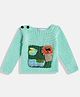 MayRa Knits  Full Sleeves Birds & Lion Designed Woollen Hand Knitted Sweater - Green