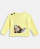 MayRa Knits Full Sleeves Hut & Puppy Designed Woollen Hand Knitted Sweater - Yellow
