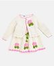 MayRa Knits Full Sleeves Flower Detailed Woollen Hand Knitted Dress  With Shrug - Cream