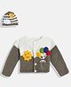 MayRa Knits Full Sleeves Colour Blocked Sun & Balloons Detailed Woollen Hand Knitted Sweater With Cap - Brown