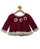 MayRa Knits Full Sleeves Corsage Detailed Woollen Hand Knitted Dress - Purple