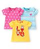 Babyhug 100% Cotton Knit Half Sleeves T-Shirt With Star & Bear Graphics Pack Of 3 - Yellow Pink & Blue