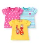 Babyhug 100% Cotton Knit Half Sleeves T-Shirt With Star & Bear Graphics Pack Of 3 - Yellow Pink & Blue