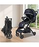 Tinyberg B-Wagon Baby Travel Cabin Stroller with Trolley Handle, 5 Point Safety Belt, One-Hand Fold, Multi Recline Backrest & Footrest (0-5y)- Black