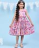 BIBA Sleeveless Seamless Floral Printed & Gota Lace Embellished Tiered Kurta - Pink