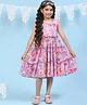 BIBA Sleeveless Seamless Floral Printed & Gota Lace Embellished Tiered Kurta - Pink