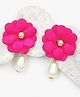 Lime By Manika Flower Detailed Noor Clip On Earrings - Dark Pink &  Gold