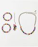 Lime By Manika Set Of 4 Roohi Beaded Oxidised Necklace Bracelet & Maang Teeka Set - Silver Multicoloured