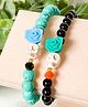 Bobbles & Scallops  Set Of 2 Halloween Theme Skull & Rose  Embellished Bracelets - Blue & Black