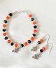 Bobbles & Scallops Halloween Theme Witch Charm & Beads Embellished Bracelet With Earrings - Orange