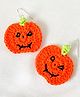 Bobbles & Scallops Halloween Theme Crocheted Pumpkin Embellished  Earrings - Orange